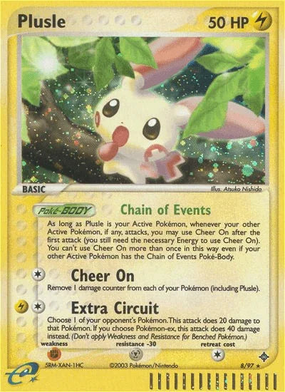 EX: Dragon, Fighting[×2], Holo Rare, Holofoil, Lightning, Metal[-30], Reverse Holofoil Plusle (8/97) [EX: Dragon] - Trading Card World