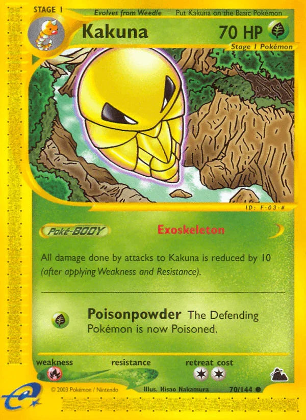 70, Common, Fire[×2], Grass, Normal, Reverse Holofoil, Skyridge Kakuna (70/144) [Skyridge] - Trading Card World