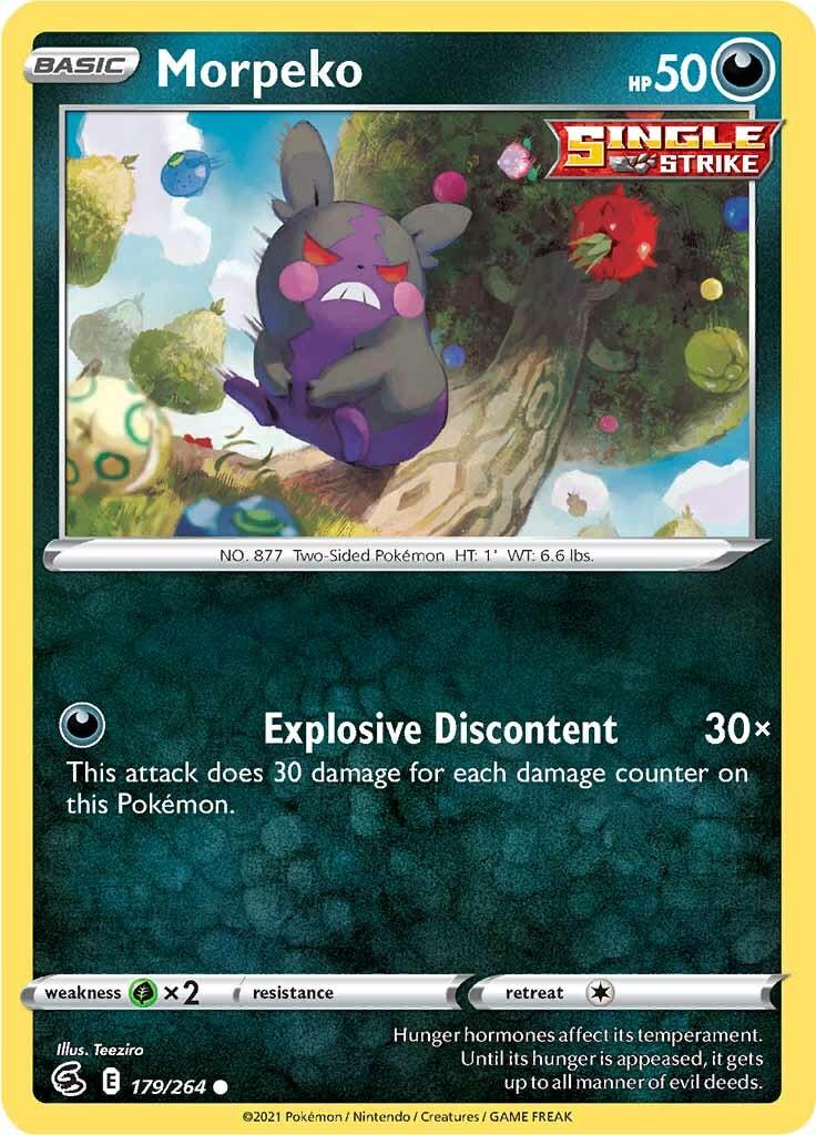 179, Common, Darkness, Grass [x2], Normal, Reverse Holofoil, Sword & Shield: Fusion Strike Morpeko (179/264) [Sword & Shield: Fusion Strike] - Trading Card World