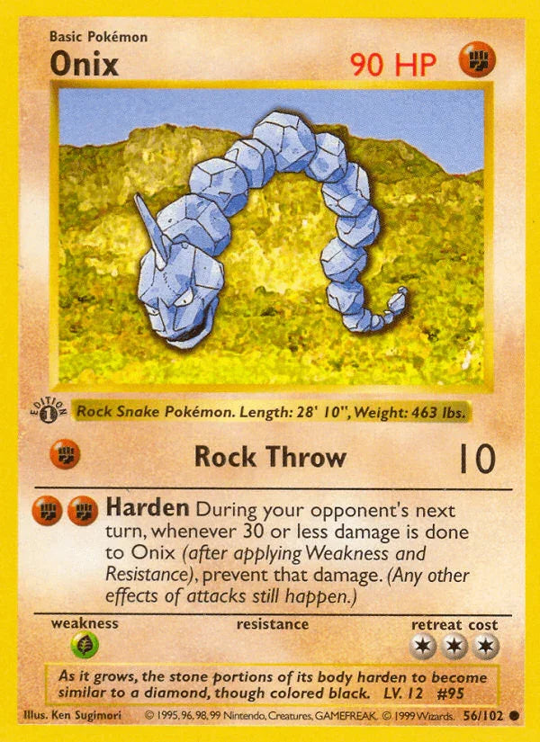 1st Edition Normal, 56, Base Set 1st Edition, Common, Fighting, Grass[×2] Onix (56/102) (Shadowless) [Base Set 1st Edition] - Trading Card World