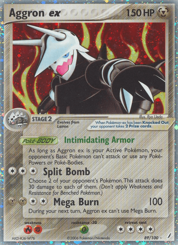 89, EX: Crystal Guardians, Fire[×2], Grass[-30], Holofoil, Metal, Ultra Rare Aggron ex (89/100) [EX: Crystal Guardians] - Trading Card World