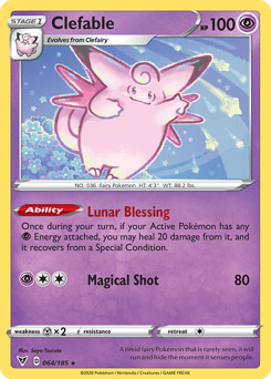 064, Metal[×2], Normal, Psychic, Rare, Reverse Holofoil, Sword & Shield: Vivid Voltage Clefable (064/185) [Sword & Shield: Vivid Voltage] - Trading Card World