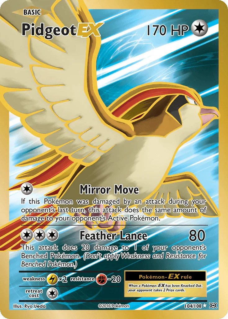 Colorless, Fighting[-20], Holofoil, Lightning[×2], Ultra Rare, XY: Evolutions Pidgeot EX (104/108) [XY: Evolutions] - Trading Card World