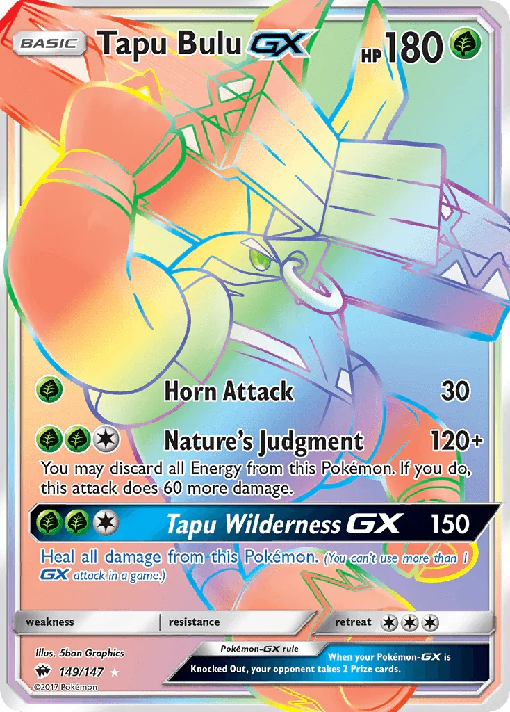 149, Grass, Holofoil, Secret Rare, Sun & Moon: Burning Shadows Tapu Bulu GX (149/147) [Sun & Moon: Burning Shadows] - Trading Card World