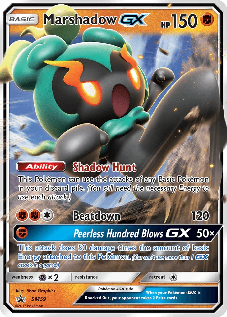 Black Star Promo, Fighting, Holofoil, Psychic[×2], SM59, Sun & Moon: Black Star Promos Marshadow GX (SM59) [Sun & Moon: Black Star Promos] - Trading Card World