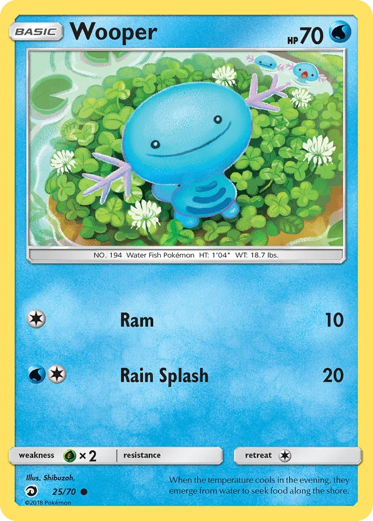 25, Common, Grass[×2], Normal, Reverse Holofoil, Sun & Moon: Dragon Majesty, Water Wooper (25/70) [Sun & Moon: Dragon Majesty] - Trading Card World