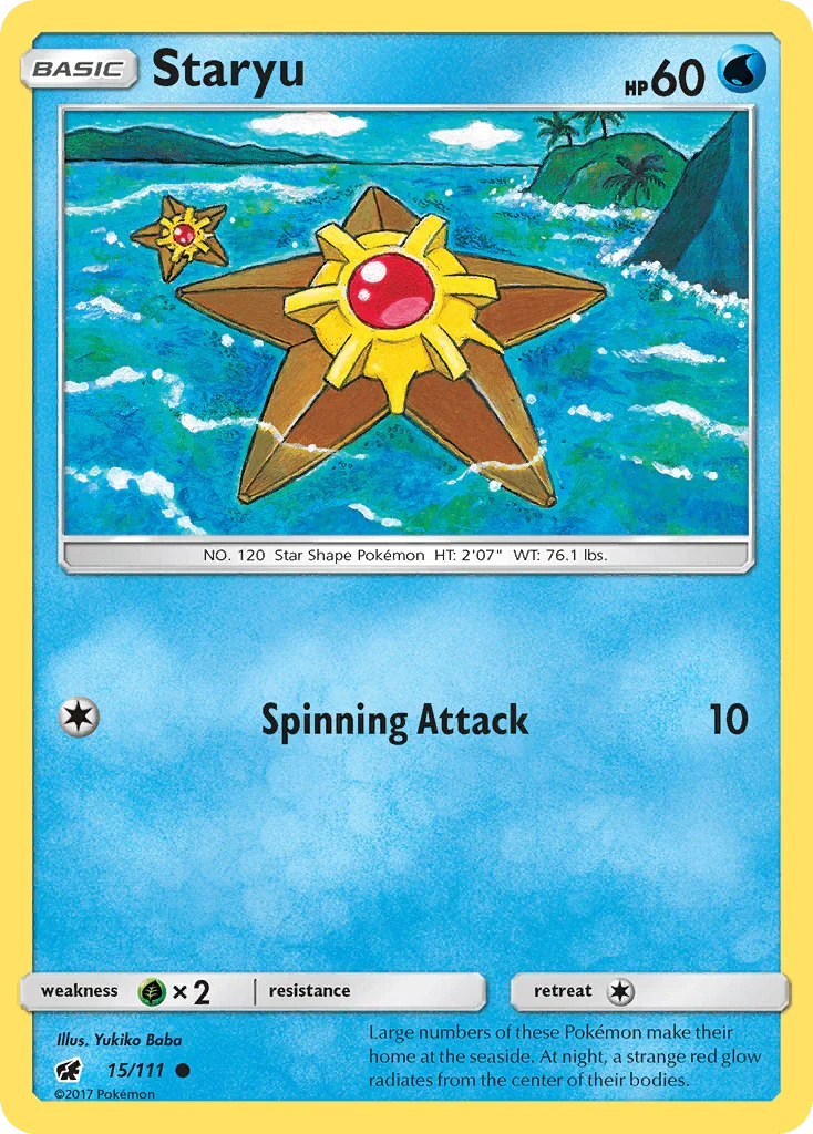 15, Common, Grass[×2], Normal, Reverse Holofoil, Sun & Moon: Crimson Invasion, Water Staryu (15/111) [Sun & Moon: Crimson Invasion] - Trading Card World