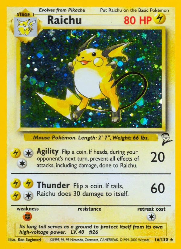 16, Base Set 2, Fighting[×2], Holo Rare, Holofoil, Lightning Raichu (16/130) [Base Set 2] - Trading Card World