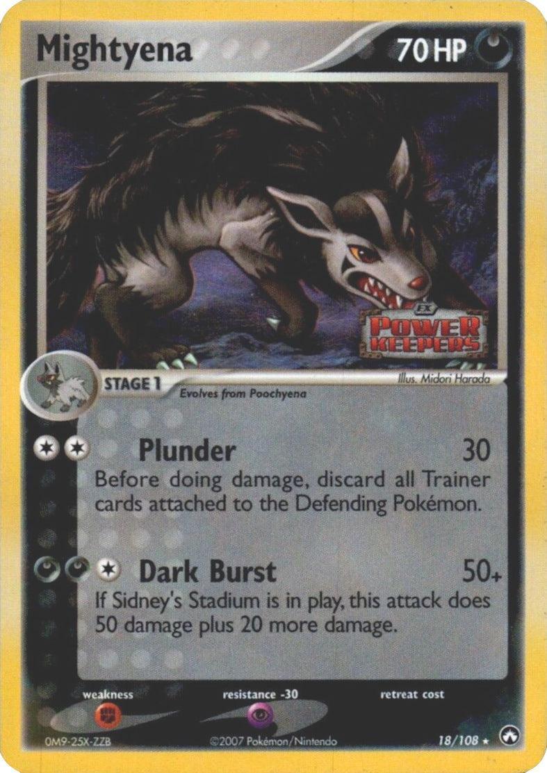18, Darkness, EX: Power Keepers, Fighting[×2], Psychic[-30], Rare, Reverse Holofoil Mightyena (18/108) (Stamped) [EX: Power Keepers] - Trading Card World