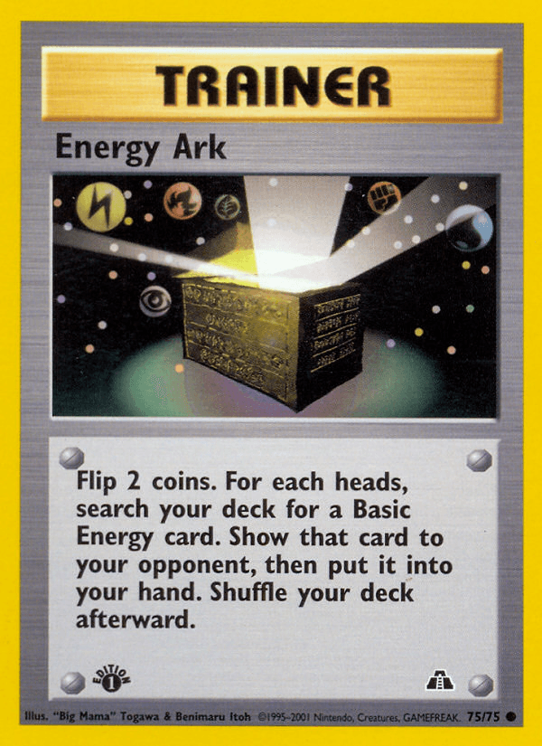 1st Edition Normal, 75, Common, Neo Discovery 1st Edition, Trainer Energy Ark (75/75) [Neo Discovery 1st Edition] - Trading Card World