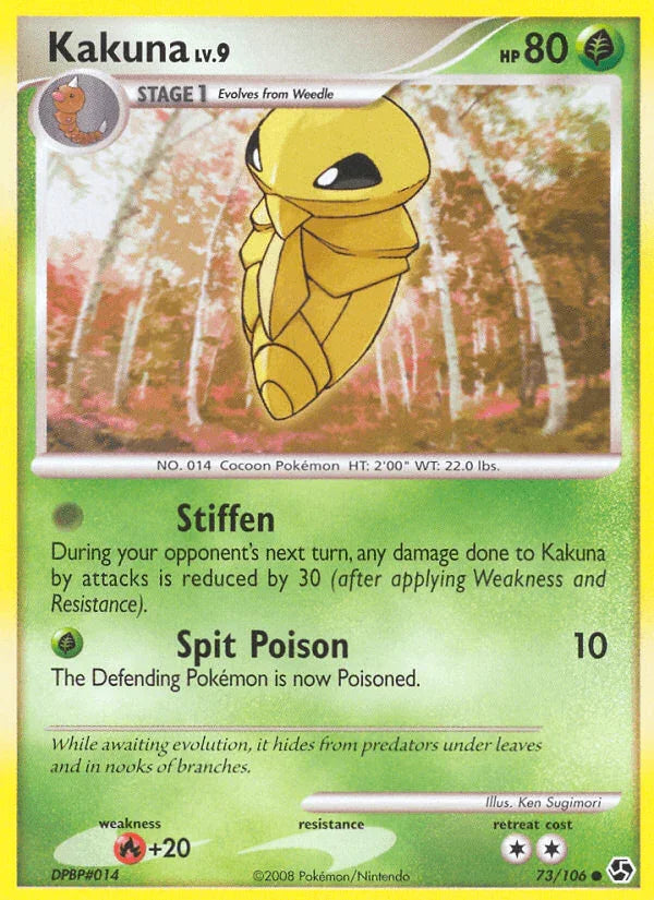 73, Common, Diamond & Pearl: Great Encounters, Fire[+20], Grass, Normal, Reverse Holofoil Kakuna (73/106) [Diamond & Pearl: Great Encounters] - Trading Card World
