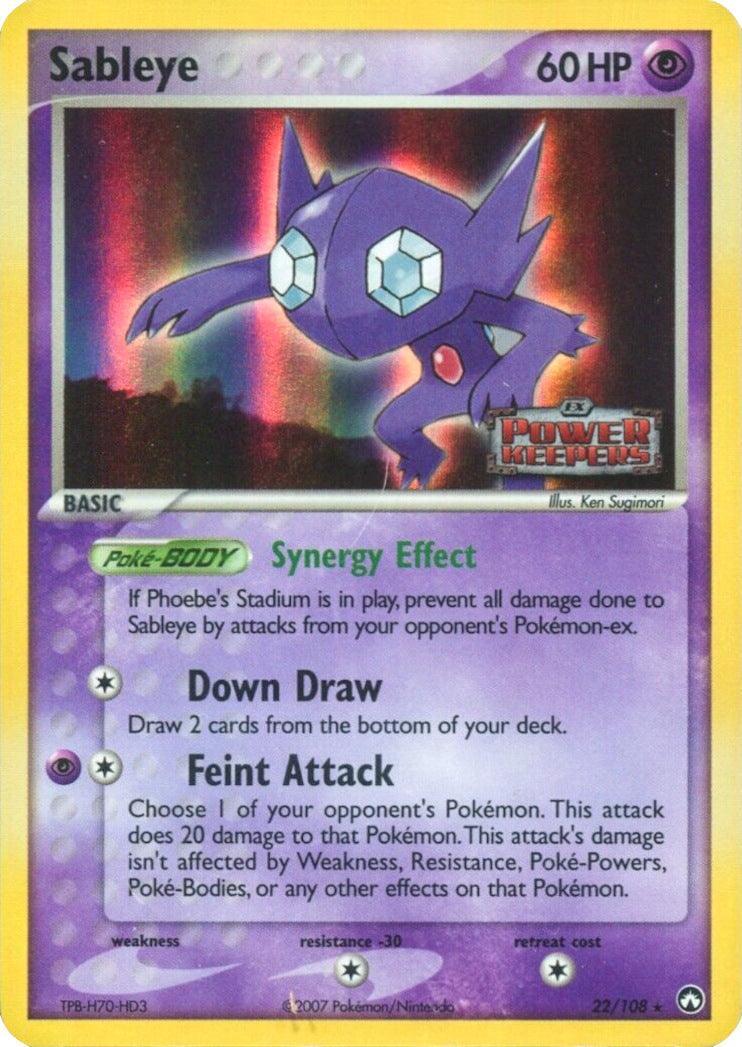 22, Colorless[-30], EX: Power Keepers, Psychic, Rare, Reverse Holofoil Sableye (22/108) (Stamped) [EX: Power Keepers] - Trading Card World