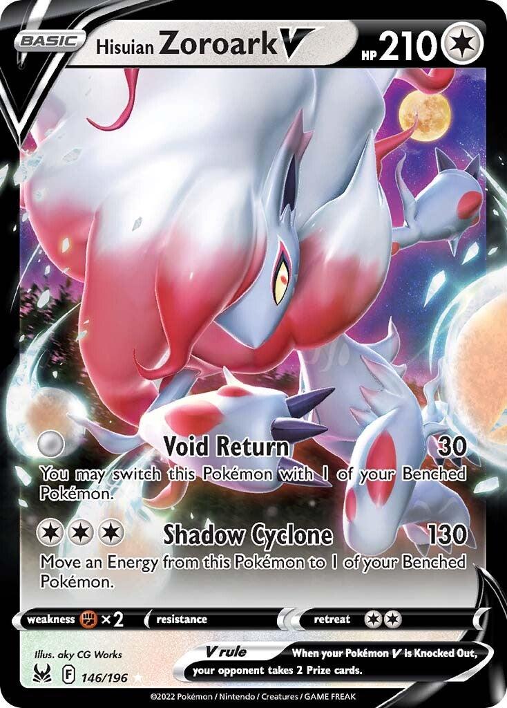 146, Colorless, Fighting [x2], Holofoil, Sword & Shield: Lost Origin, Ultra Rare Hisuian Zoroark V (146/196) [Sword & Shield: Lost Origin] - Trading Card World