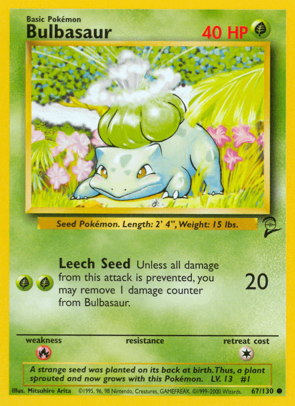 67, Base Set 2, Common, Fire[×2], Grass, Normal Bulbasaur (67/130) [Base Set 2] - Trading Card World