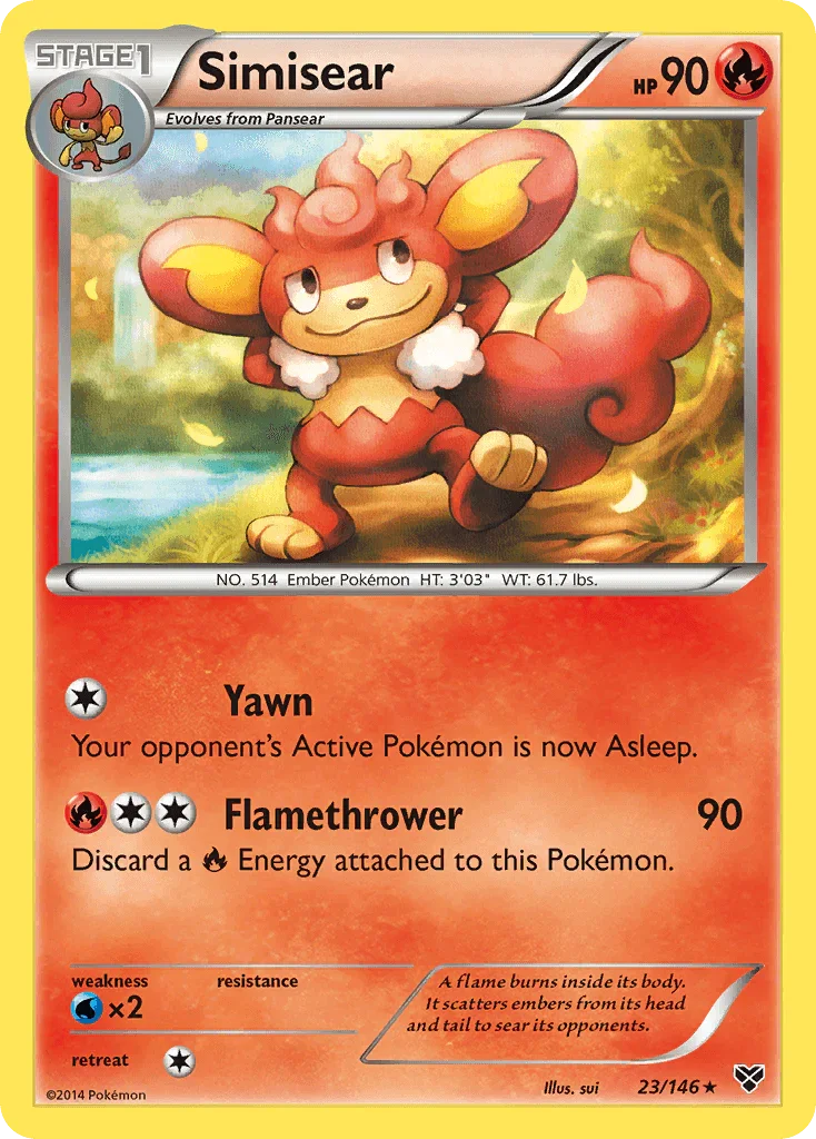 23, Fire, Normal, Rare, Reverse Holofoil, Water[×2], XY: Base Set Simisear (23/146) [XY: Base Set] - Trading Card World
