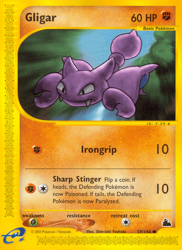 59, Common, Fighting, Grass[×2], Normal, Reverse Holofoil, Skyridge Gligar (59/144) [Skyridge] - Trading Card World