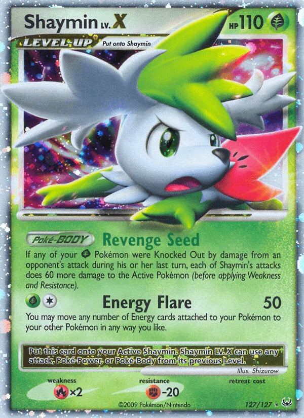 127, Fighting[-20], Fire[×2], Grass, Holofoil, Platinum: Base Set, Ultra Rare Shaymin LV.X (127/127) [Platinum: Base Set] - Trading Card World