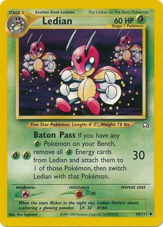 39, Fighting[-30], Fire[×2], Grass, Neo Genesis Unlimited, Normal, Uncommon Ledian (39/111) [Neo Genesis Unlimited] - Trading Card World