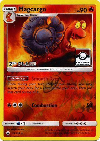 24, Fire, Promo, Reverse Holofoil, Sun & Moon: Celestial Storm, Water[×2] Magcargo (24/168) (League Promo 2nd Place) [Sun & Moon: Celestial Storm] - Trading Card World
