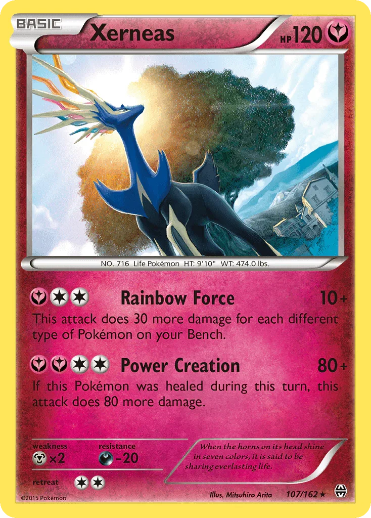 Darkness[-20], Fairy, Holo Rare, Holofoil, Metal[×2], Reverse Holofoil, XY: BREAKthrough Xerneas (107/162) [XY: BREAKthrough] - Trading Card World