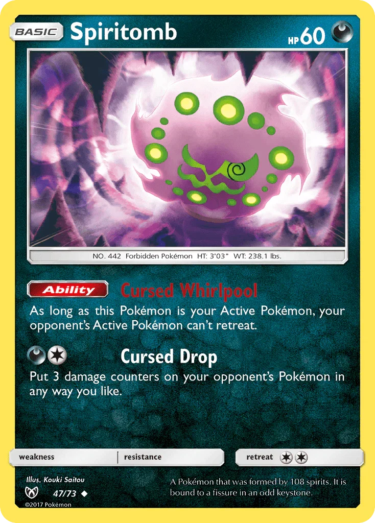 47, Darkness, Normal, Reverse Holofoil, Sun & Moon: Shining Legends, Uncommon Spiritomb (47/73) [Sun & Moon: Shining Legends] - Trading Card World