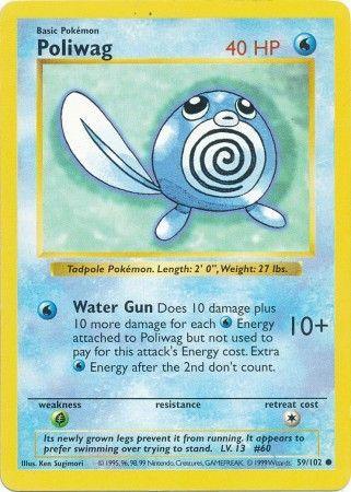 59, Base Set Shadowless Unlimited, Common, Grass[×2], Normal, Water Poliwag (59/102) [Base Set Shadowless Unlimited] - Trading Card World