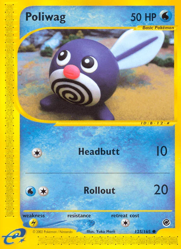 125, Common, Expedition: Base Set, Lightning[×2], Normal, Reverse Holofoil, Water Poliwag (125/165) [Expedition: Base Set] - Trading Card World