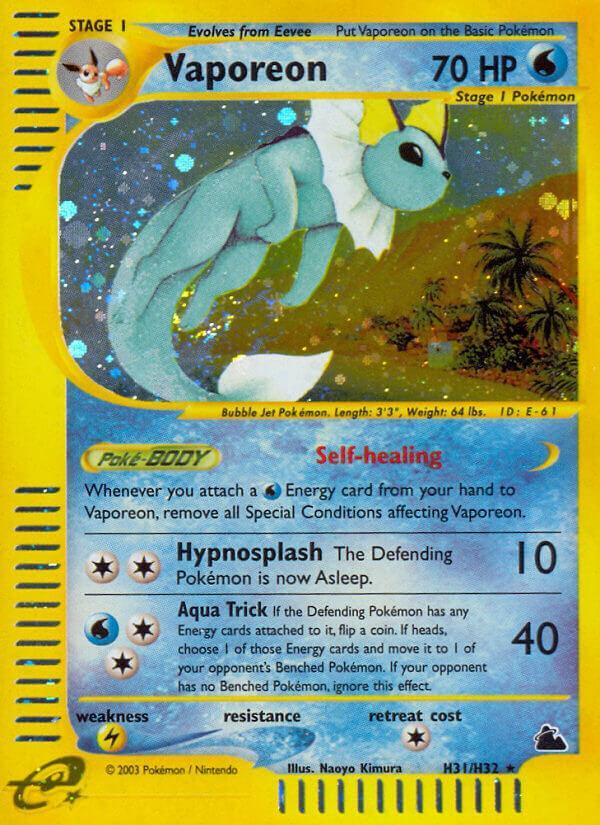 H31, Holo Rare, Holofoil, Lightning[×2], Skyridge, Water Vaporeon (H31/H32) [Skyridge] - Trading Card World