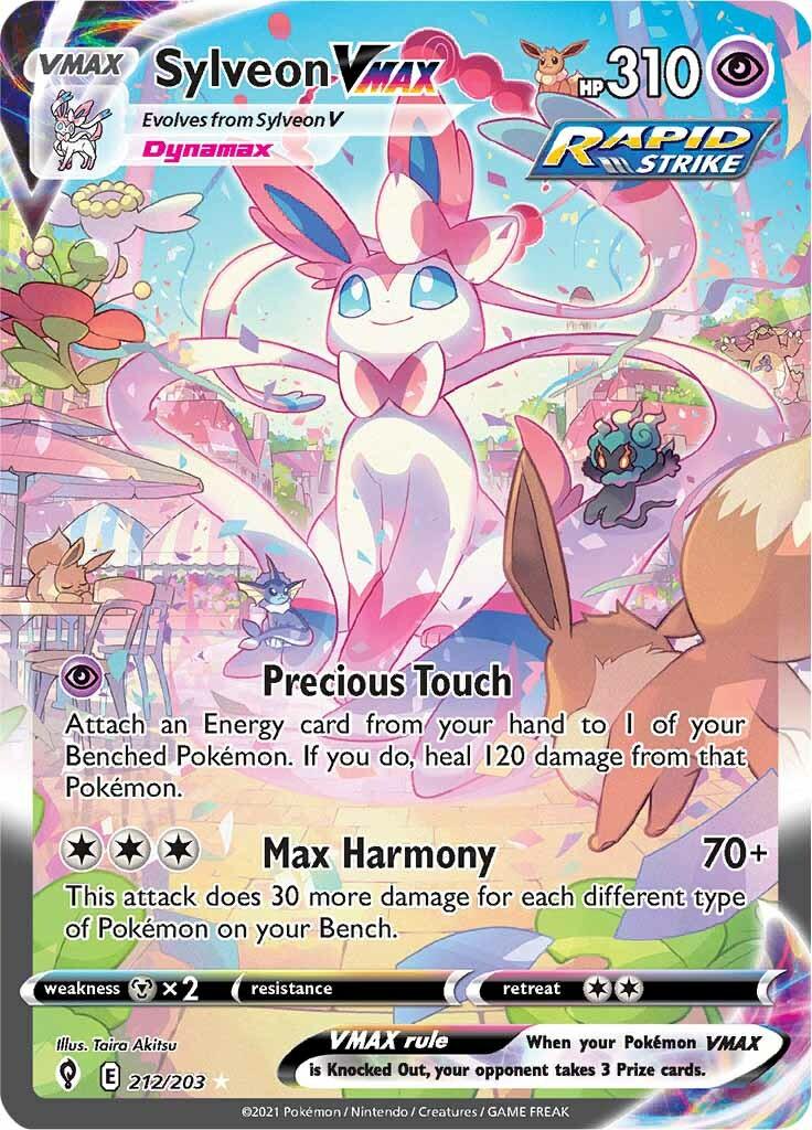212, Holofoil, Metal [x2], Psychic, Secret Rare, Sword & Shield: Evolving Skies Sylveon VMAX (212/203) [Sword & Shield: Evolving Skies] - Trading Card World
