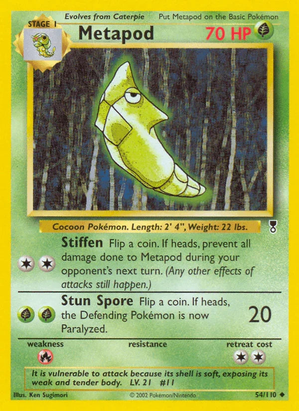 54, Fire[×2], Grass, Legendary Collection, Normal, Reverse Holofoil, Uncommon Metapod (54/110) [Legendary Collection] - Trading Card World