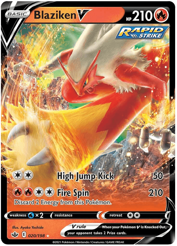020, Fire, Holofoil, Sword & Shield: Chilling Reign, Ultra Rare, Water [x2] Blaziken V (020/198) [Sword & Shield: Chilling Reign] - Trading Card World