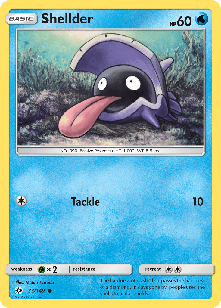 33, Common, Grass[×2], Normal, Reverse Holofoil, Sun & Moon: Base Set, Water Shellder (33/149) [Sun & Moon: Base Set] - Trading Card World