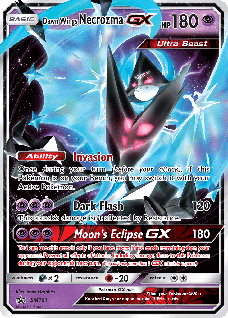 Black Star Promo, Darkness[×2], Fighting[-20], Holofoil, Psychic, SM101, Sun & Moon: Black Star Promos Dawn Wings Necrozma GX (SM101) [Sun & Moon: Black Star Promos] - Trading Card World