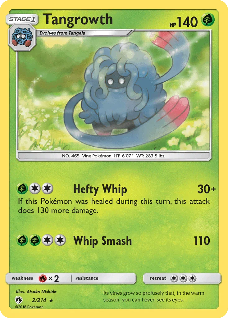 Fire[×2], Grass, Normal, Rare, Reverse Holofoil, Sun & Moon: Lost Thunder Tangrowth (2/214) [Sun & Moon: Lost Thunder] - Trading Card World