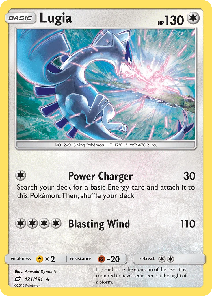 131, Colorless, Fighting[-20], Holo Rare, Holofoil, Lightning[×2], Reverse Holofoil, Sun & Moon: Team Up Lugia (131/181) [Sun & Moon: Team Up] - Trading Card World