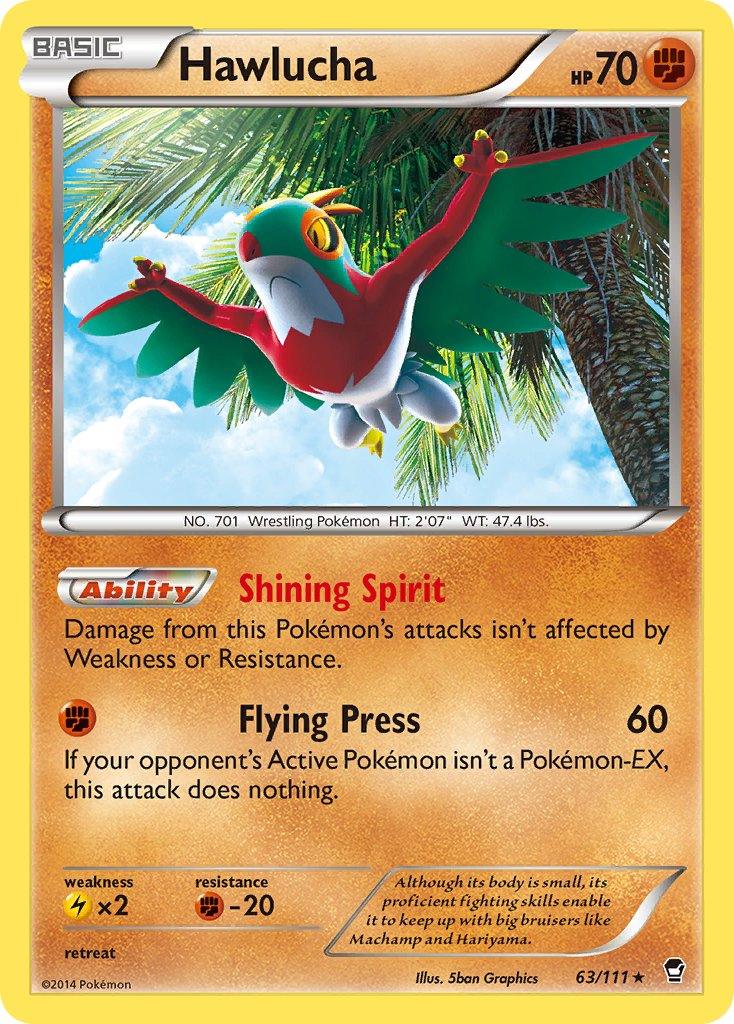 63, Fighting, Fighting[-20], Holo Rare, Holofoil, Lightning[×2], XY: Furious Fists Hawlucha (63/111) (Cosmos Holo) (Blister Exclusive) [XY: Furious Fists] - Trading Card World