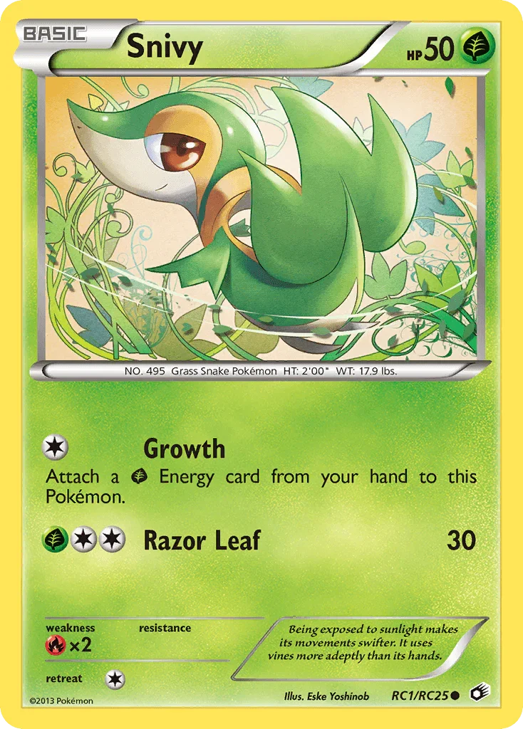 Black & White: Legendary Treasures, Common, Fire[×2], Grass, Holofoil, RC1 Snivy (RC1/RC25) [Black & White: Legendary Treasures] - Trading Card World
