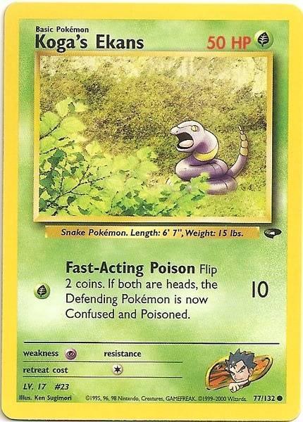 77, Common, Grass, Gym Challenge Unlimited, Normal, Psychic[×2] Koga's Ekans (77/132) [Gym Challenge Unlimited] - Trading Card World