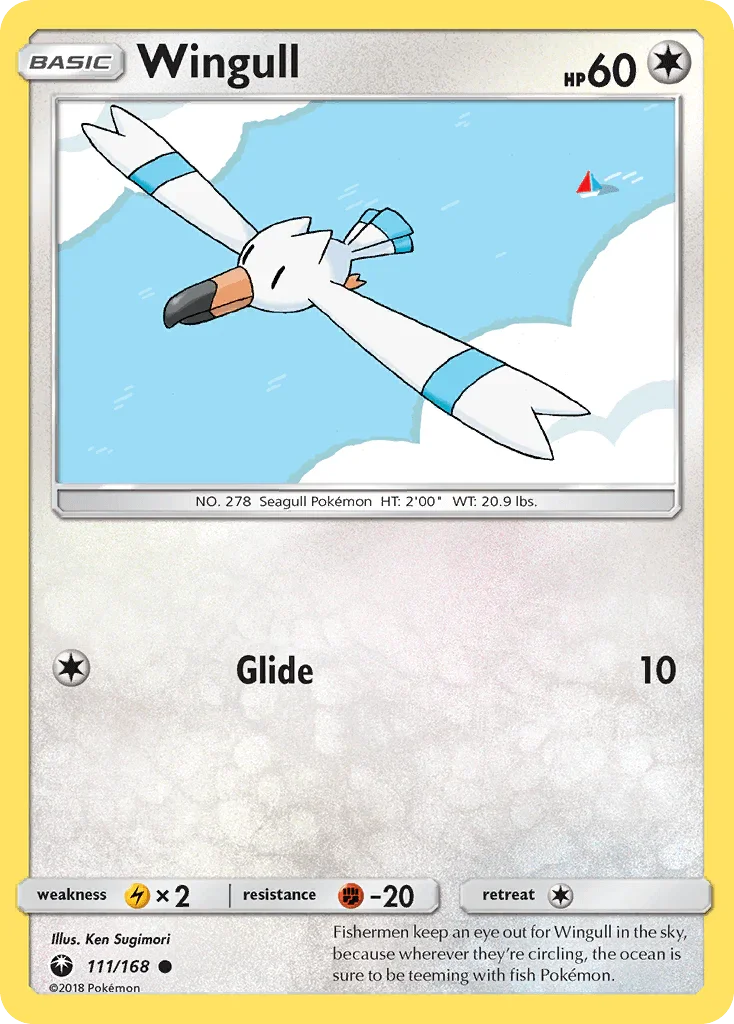 111, Colorless, Common, Fighting[-20], Lightning[×2], Normal, Reverse Holofoil, Sun & Moon: Celestial Storm Wingull (111/168) [Sun & Moon: Celestial Storm] - Trading Card World