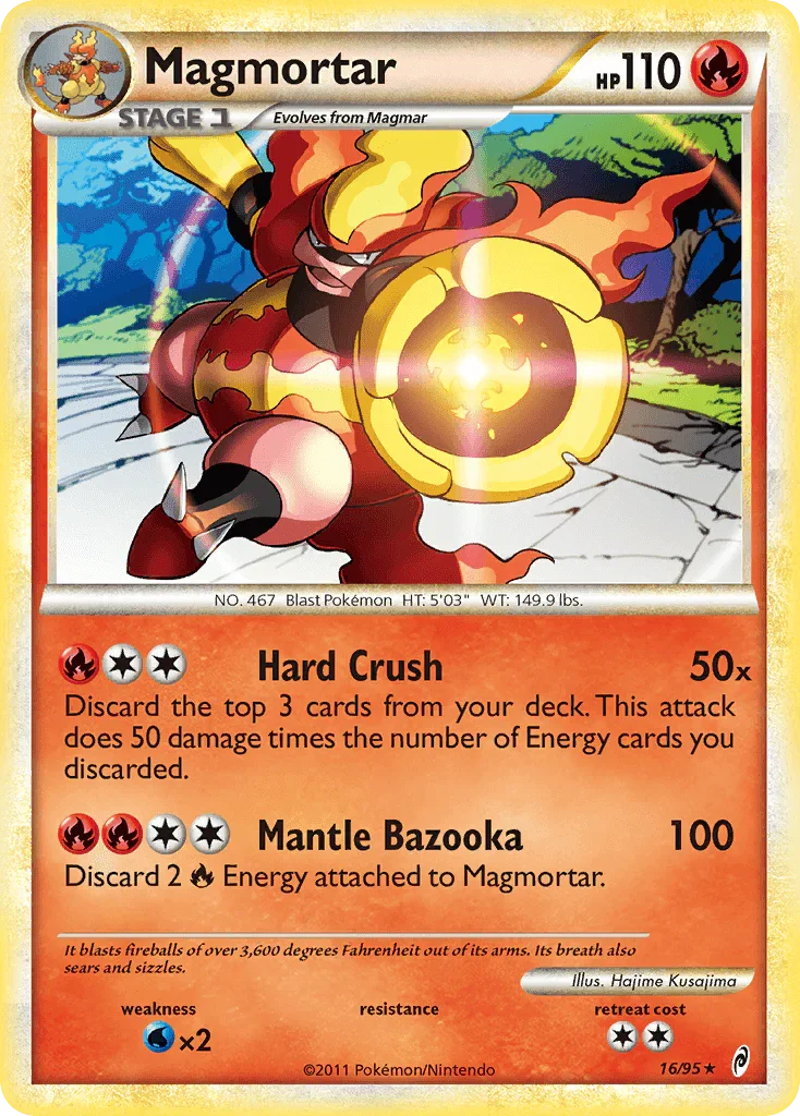 16, Fire, HeartGold & SoulSilver: Call of Legends, Holo Rare, Holofoil, Reverse Holofoil, Water[×2] Magmortar (16/95) [HeartGold & SoulSilver: Call of Legends] - Trading Card World