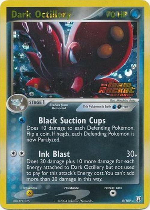 Darkness, EX: Team Rocket Returns, Holo Rare, Lightning[×2], Reverse Holofoil, Water Dark Octillery (8/109) (Stamped) [EX: Team Rocket Returns] - Trading Card World
