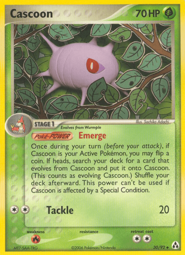30, EX: Legend Maker, Fire[×2], Grass, Normal, Uncommon Cascoon (30/92) [EX: Legend Maker] - Trading Card World
