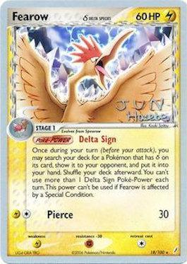 18, Fighting[-30], Lightning, Normal, Rare, World Championships 2007 Fearow (18/100) (Delta Species) (Flyvees - Jun Hasebe) [World Championships 2007] - Trading Card World