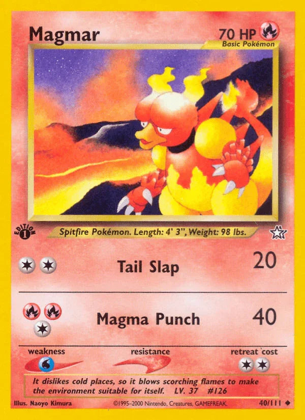 1st Edition Normal, 40, Fire, Neo Genesis 1st Edition, Uncommon, Water[×2] Magmar (40/111) [Neo Genesis 1st Edition] - Trading Card World
