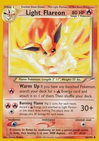 46, Fire, Neo Destiny Unlimited, Normal, Uncommon, Water[×2] Light Flareon (46/105) [Neo Destiny Unlimited] - Trading Card World