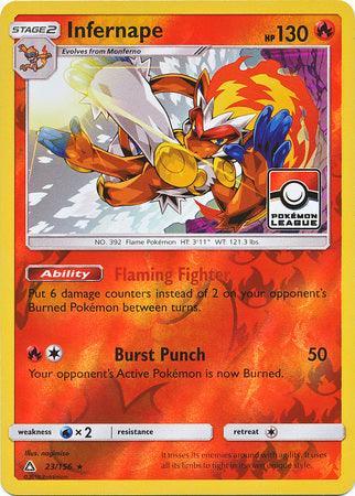 23, Fire, Promo, Reverse Holofoil, Sun & Moon: Ultra Prism, Water[×2] Infernape (23/156) (League Promo) [Sun & Moon: Ultra Prism] - Trading Card World