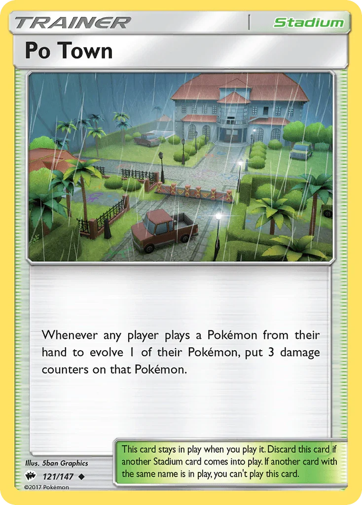 121, Normal, Reverse Holofoil, Stadium, Sun & Moon: Burning Shadows, Uncommon Po Town (121/147) [Sun & Moon: Burning Shadows] - Trading Card World