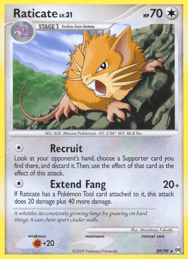 29, Colorless, Fighting[+20], Normal, Platinum: Arceus, Rare, Reverse Holofoil Raticate (29/99) [Platinum: Arceus] - Trading Card World