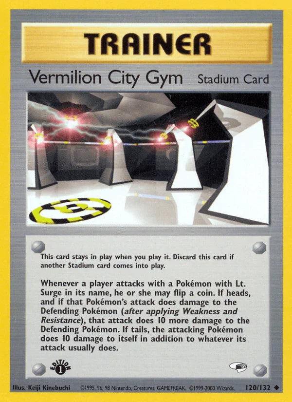 120, 1st Edition Normal, Gym Heroes 1st Edition, Stadium, Uncommon Vermilion City Gym (120/132) [Gym Heroes 1st Edition] - Trading Card World