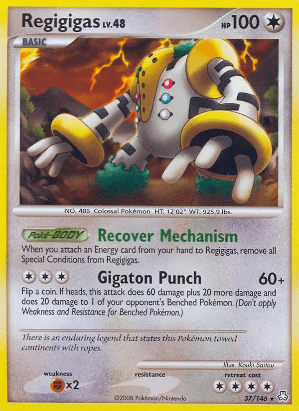 37, Colorless, Diamond & Pearl: Legends Awakened, Fighting[×2], Normal, Rare, Reverse Holofoil Regigigas (37/146) [Diamond & Pearl: Legends Awakened] - Trading Card World